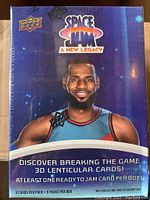 Front of sealed Space Jam A New Legacy trading card box with LeBron James image and branding.