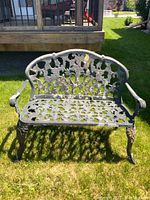 Full front view of bench on lawn