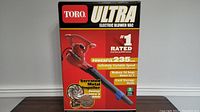 Front view of boxed Toro Ultra Electric Blower Vac showing product image and branding