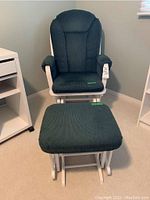 Front view of chair and ottoman in room