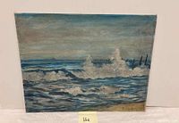Full front view of painting showing entire beach scene.