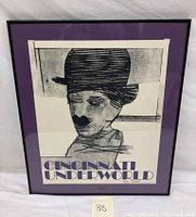 Frontal view of framed silkscreen print showing full artwork, mat and frame.