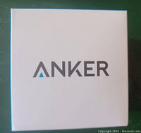 Box of the Anker speaker showing the brand name 'ANKER' on a white background with blue border.