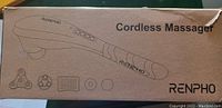 Photo of Renpho cordless massager box showing the item image and included attachments