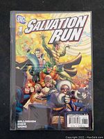 Front cover of Salvation Run #1 comic book showing DC supervillains and title