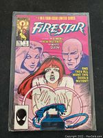 Front cover of Firestar #1 comic book showing title, characters, and issue details.