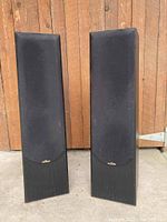 Front view of two Sound Dynamics RTS-7 speakers with fabric grille covers.