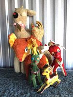 Full set of six deer toys, plush and metal, many colors and sizes