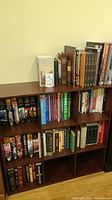 Full view of bookshelf loaded with books