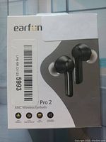 Front view of EarFun Air Pro 2 earbuds retail box showing product image and key features icons.