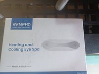 Front of box showing brand Renpho and product name Heating and Cooling Eye Spa with model R-G003 image.
