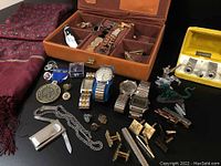 Overall lot contents on black background