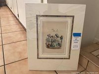 Front view of the framed print showing the flower personified illustration with white frame and double matting.