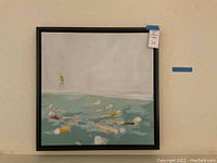 Front view of 24x24 Lisa Golightly 'All Together' canvas showing synchronized swimmers in pool with diver on platform