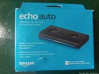 Front of the Amazon Echo Auto box showing product image and name