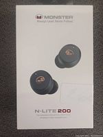 Front view of the Monster N-Lite 200 wireless earbuds box showing brand and model.