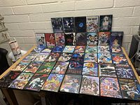 Photo of lot of assorted anime DVDs spread on table