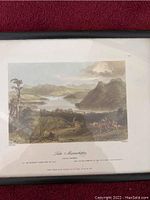 Framed historical print titled 'Lake of Alexandrfoy' showing landscape with mountains and horses