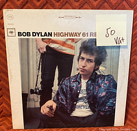 Front cover of Bob Dylan Highway 61 Revisited vinyl record with price sticker.