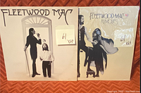 Photo showing two Fleetwood Mac vinyl records: 'Fleetwood Mac' and 'Rumours' albums with original sleeve art.