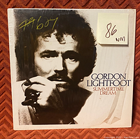 Front cover of Gordon Lightfoot Summertime Dream vinyl record album. Shows near-mint grading sticker and some sleeve wear.