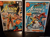 Two Superman Action Comics #525 and #526 side by side showing front covers with bright comic art