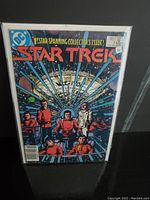 Front cover of Star Trek Comic #1 showing the original Star Trek crew and Starship Enterprise with the DC Comics logo.