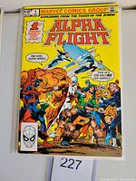 Front cover photo of Marvel Alpha Flight #1 comic book showing title, price ($1.00), issue number (1 Aug), and multiple superheroes characters.