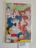 Front cover of Amazing Spider-Man #362 2nd Print Silver Cover comic showing Spider-Man, Venom and Carnage.