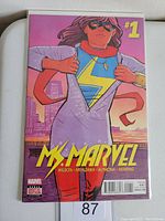 Front cover of Ms. Marvel #1 comic book showing Ms. Marvel in costume and issue details.