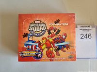 Front view of the unopened Marvel Super Hero Squad Foundation box with characters and branding visible.