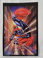 Front view of the signed Marvel Spider-Man poster showing vivid colors and artist signature.