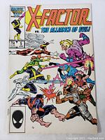 Cover of X-Factor #5 showing team battle scene versus Alliance of Evil, Marvel 25th anniversary logo visible, dated June, priced at 75 cents.
