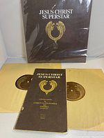 Jesus Christ Superstar gatefold album cover with lyric booklet and two vinyl records displayed