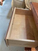 Drawer interior showing Ethan Allen stamp