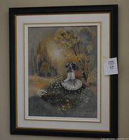 Frontal image of the framed painting showing detailed view of artwork and frame.
