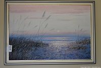 Full front view of framed painting with lot sticker