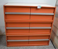 Front view of all three filing cabinets stacked together, showing the drawer fronts and handles