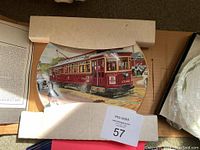 Toronto TTC commemorative plate in original packaging showing detailed streetcar image.