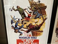 Close-up view of the action scene on the movie poster showing Angela Mao fighting multiple opponents on a ship deck.