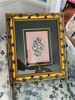 Framed serigraph artwork showing overall look with ornate gold frame, giving size and condition context.