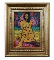 Painting in gold frame, frontal view