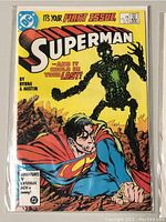 Front cover of the DC Superman comic book first issue showing artwork and title