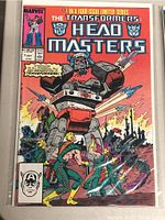 Front cover of the Marvel Transformers Head Masters #1 comic book showing cover art and issue details.