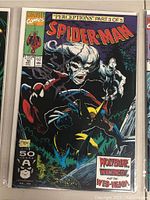 Colorful cover image of Marvel Spider-Man comic book 'Perceptions' Part 3 of 5 showing Spider-Man fighting a monstrous character. Includes Wolverine, Wendigo, and the Web-Head references.