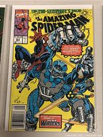 Front cover of The Amazing Spider-Man comic book Issue 351 featuring Spider-Man and robotic villains called the New Warriors.