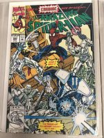 Front cover photo of Marvel The Amazing Spider-Man comic issue 360, showing Spider-Man and robots in action on the cover.