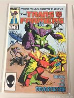 Front cover of Marvel Transformers comic book issue 10 showing character art and title details, highlighting the item's condition and cover design.