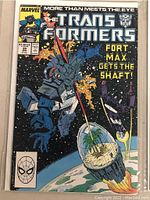 Cover of Marvel Transformers comic book issue 39 showing Fort Max character in space with title and cover text