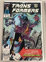Front cover of Marvel Transformers Comic Book #54 featuring King 'Con and introducing the Autobots Micromasters.